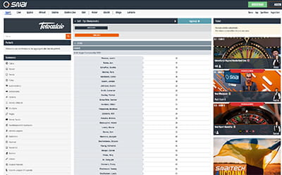 La pagina delle statistiche live su golf di SNAI